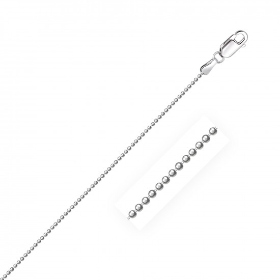 Sterling Silver Rhodium Plated Bead Chain 1.2 mm