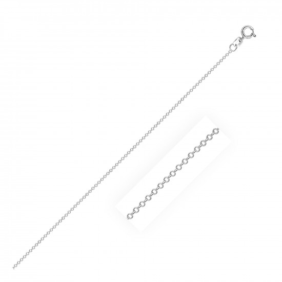 Sterling Silver Rhodium Plated Cable Chain 0.6 mm